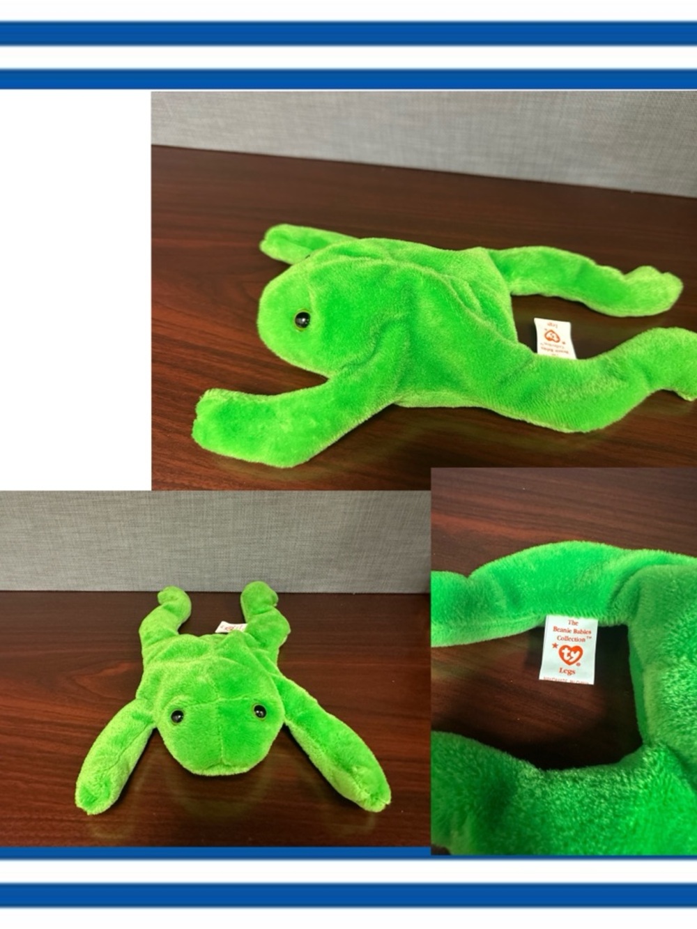 Ty Bright Green Plush Frog Beanie